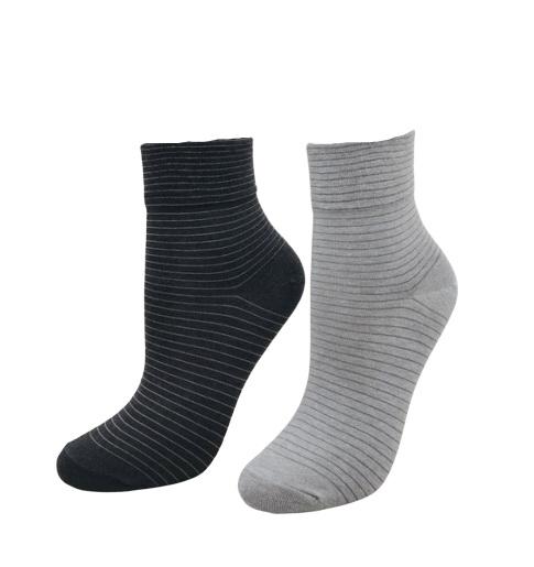 7014M 竹炭寬口條紋休閒除臭襪