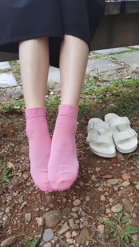 6104 寬口條紋淑女襪