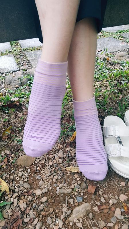 6104 寬口條紋淑女襪