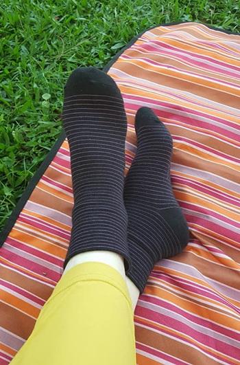 7014M 竹炭寬口條紋休閒除臭襪