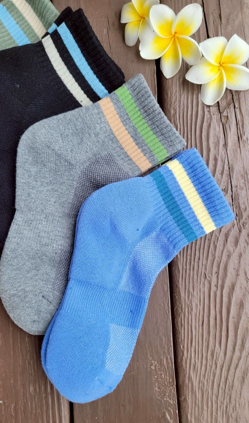 6492L 橫紋厚底氣墊童襪 (L)