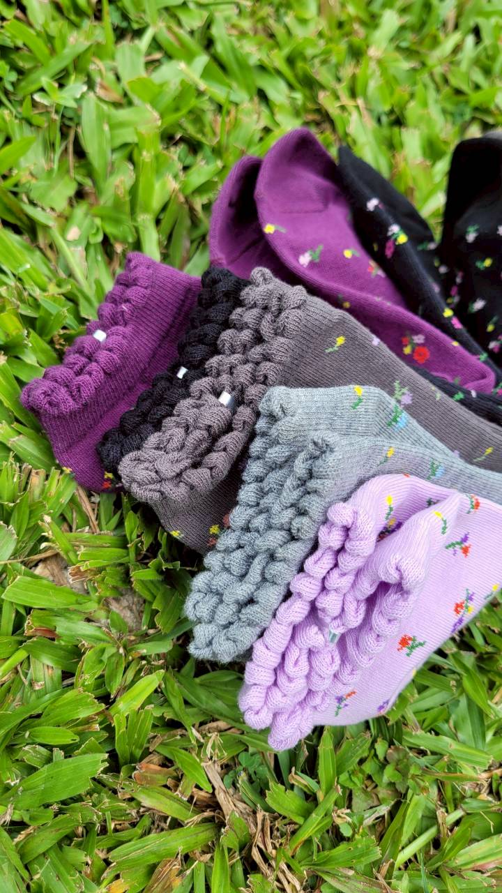 6101 荷葉邊日本風小碎花女襪