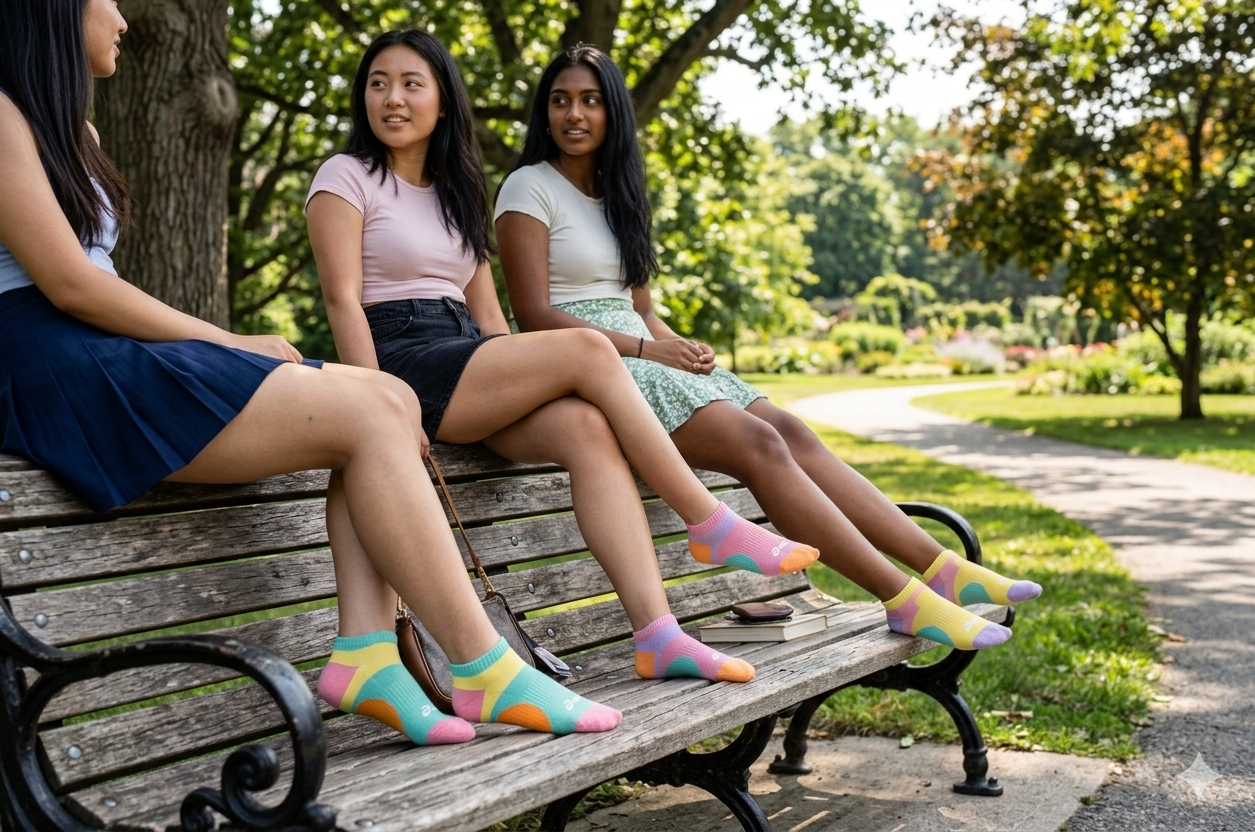 5717M  Acolor 全棉機能足弓壓力慢跑襪 - 女 ( 5 色 )