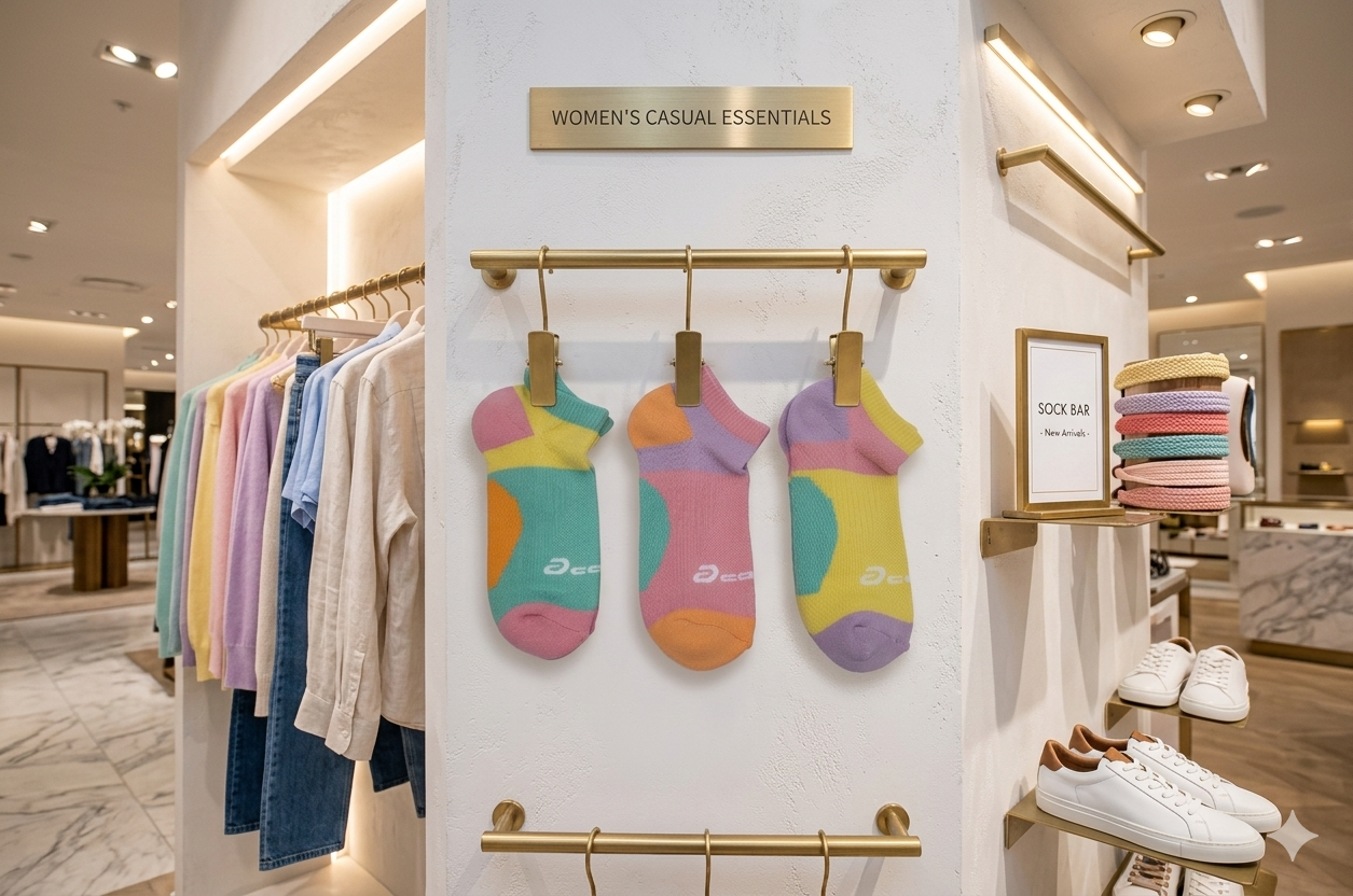 5717M  Acolor 全棉機能足弓壓力慢跑襪 - 女 ( 5 色 )