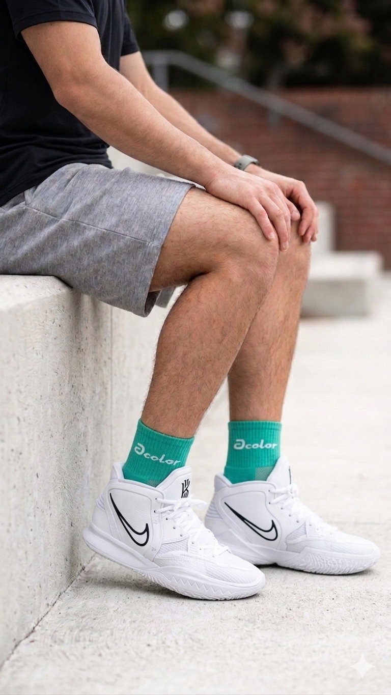 5718 acolor竹炭1/2無痕彩色氣墊除臭襪